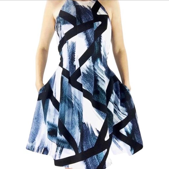 Vince Camuto Dresses & Skirts - NWOT Vince Camuto Watercolor Halter Pleated Dress